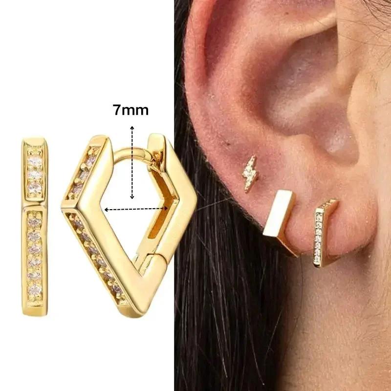 Серьги-кольца из серебра 925 пробы с многокольцевой застежкой, полностью усыпанные бриллиантами, золотые серьги для женщин, модные украшения