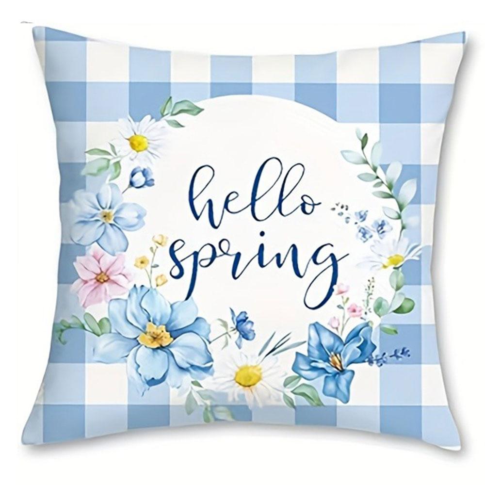 Spring Floral Rustic Style Pillowcasebedroom Living Room Sofa Home Decor Polyester Cushion Cover With Zipper
