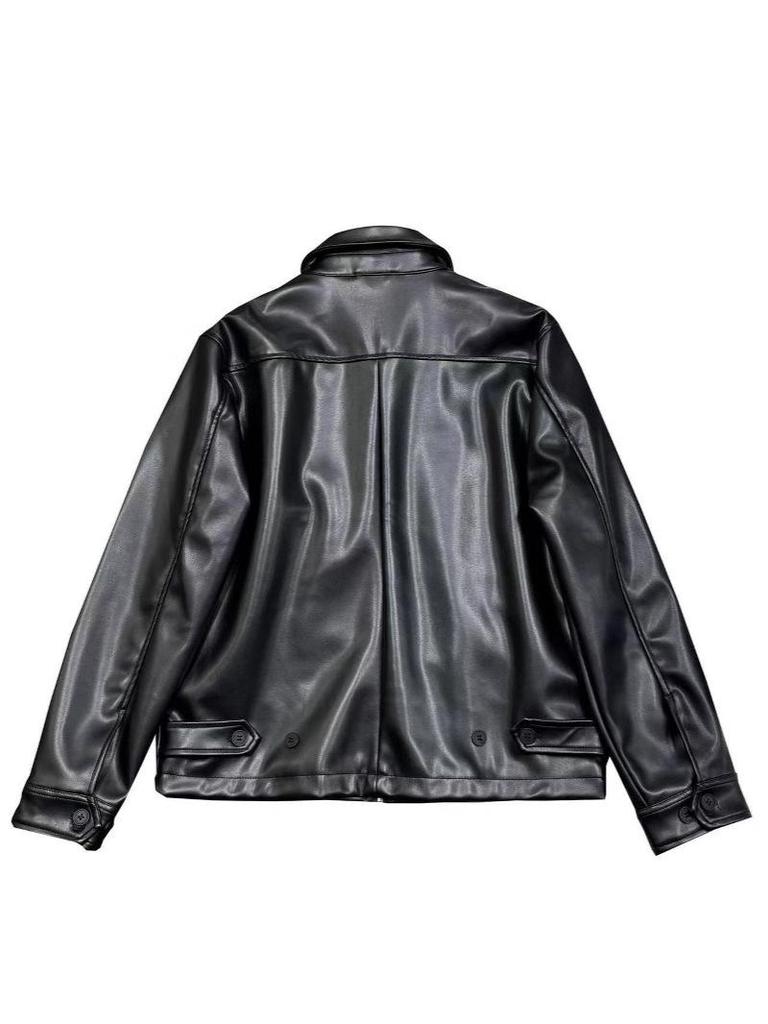 CrossPolo RL Ralph 25 Модный Крутой Стиль для Пары Кожаная Куртка с Лацканами из ПУ - Длинный Рукав, Мода Гонконга и Кореи