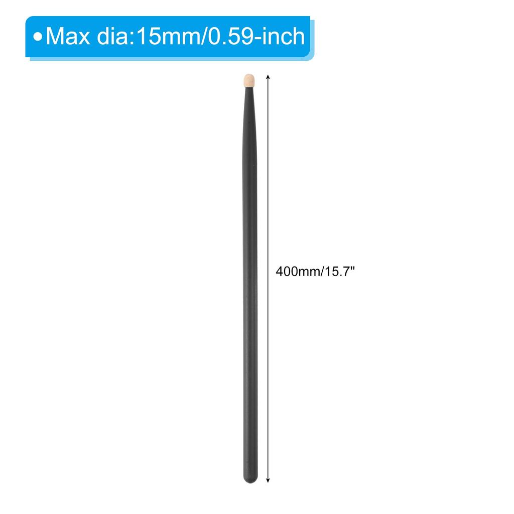 Uxcell 1 Pair Maple Wood Drumsticks Handle Grip 5A Black Classic Drumsticks for Drumming Musical Instrument Percussion Anti-Slip