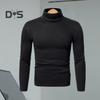 Spring Autumn Men Fitness Top Slim Fit High Collar Stretchy Long Sleeves Solid Color Pullover Fitness Sport Top Winter Bottoming Clothes