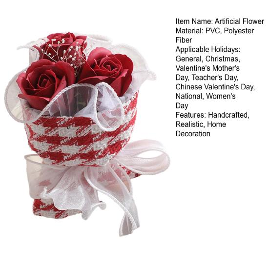 Мини-букет искусственных роз Ручная работа Декорация из искусственных цветов Романтический Подарок на День святого Валентина, День рождения для Мамы, Жены, Девушки