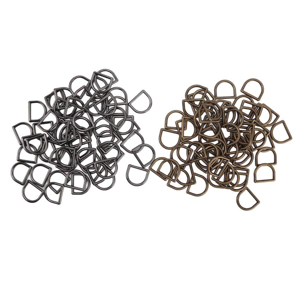 120 шт. металлических D-образных колец из бронзы и серебра, черного цинкового сплава, устойчивых к ржавчине, широко используемых D-образных колец для одежды