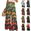 Women's Printed Wide Leg Pants With Pockets High Waist Drawstring Loose Casual Pants