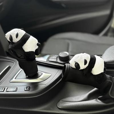 Милый мультяшный панда автомобильный чехол для рычага переключения передач мягкий плюшевый автомобильный чехол для ручного тормоза игрушечный медведь ошейники для рычага переключения передач украшение интерьера