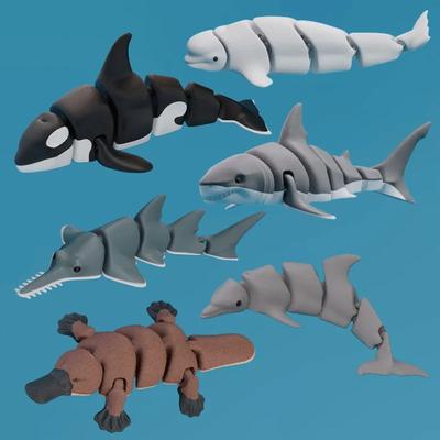 3D-печатная модель сустава мелкого животного, гибкая имитация акулы, косатки, украшение для дома, идеальный подарок для друзей, семьи