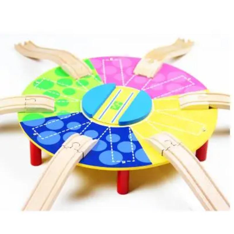 Центральная троллейбусная станция поворотный круг трек деревянная сцена классические аксессуары совместимые деревянные треки мальчики игрушки