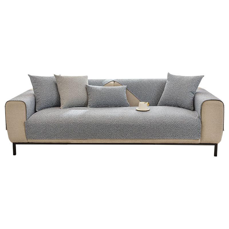 Hemp Feeling Living Room Sofa Cushion Four Seasons Universal Non-slip Modern Simple Color Cushion Cloth Cover Cloth Towel Sofa Cover Cover