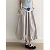 Japanese Casual Puffy Bud Skirt Women Summer Elastic Waist Solid Color Simple Loose Pockets Women Skirts