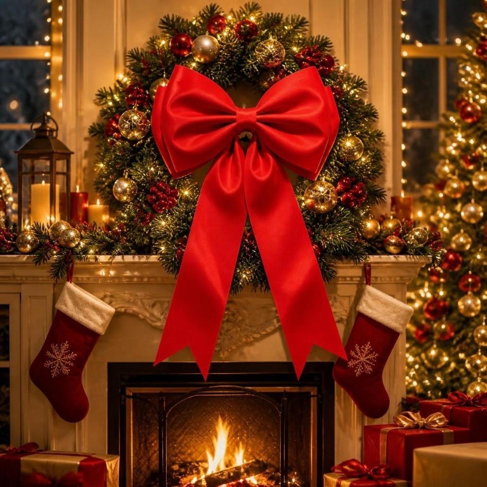 Hanging Christmas Velvet Bow Handmade Tree Decorations Vintage EVA Bowknot Pendant  Christmas Tree