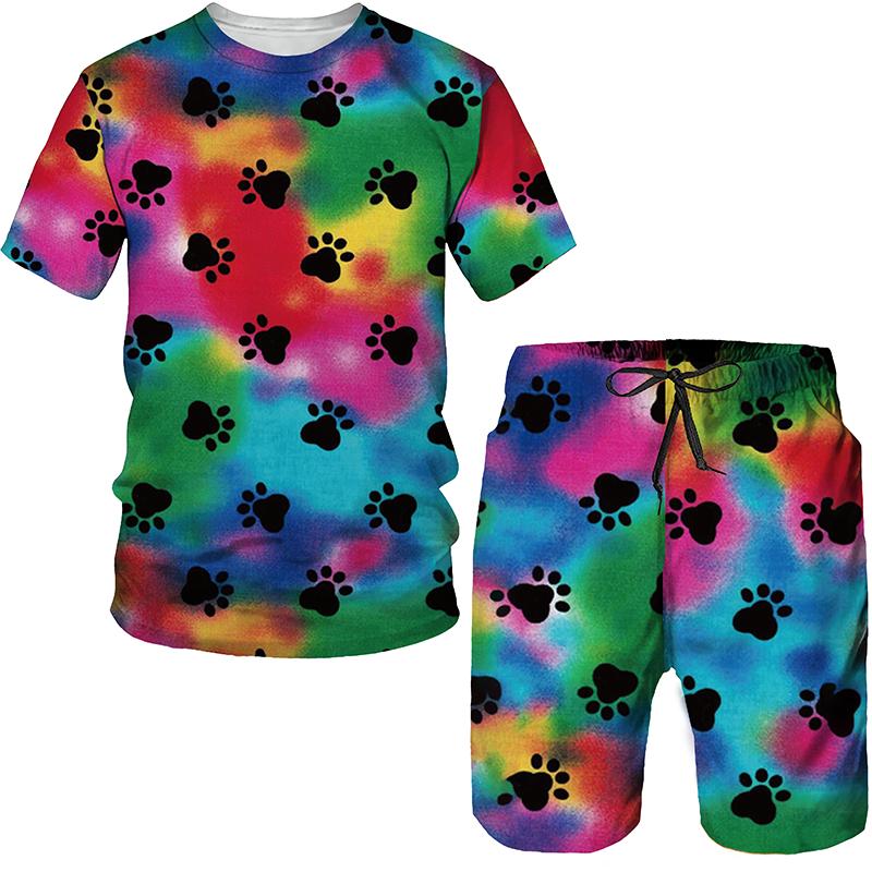 Summer Men's Trend Casual Tracksuits 3D Design Clothes Fashion Harajuku Oversized T-shirt Shorts Set 2 Piece Couple