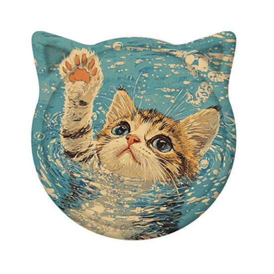 1/6Pcs Cartoon Cat Themed Ceramic Drink Coasters Water Absorbent Fantasy Atmosphere Coasters Home Kitchen Decor