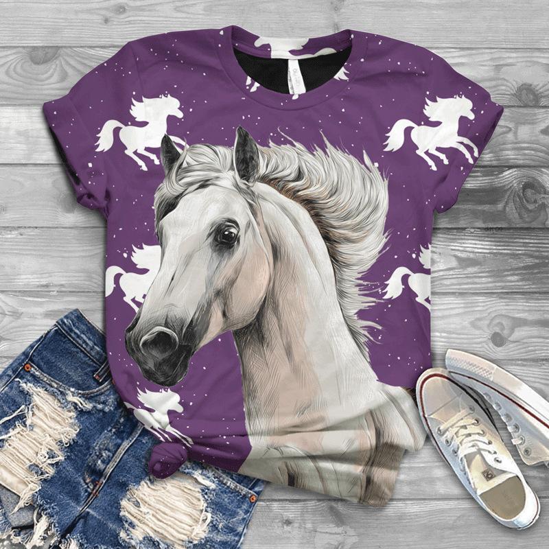 Новая европейская и американская 3D цифровая женская свободная футболка с короткими рукавами