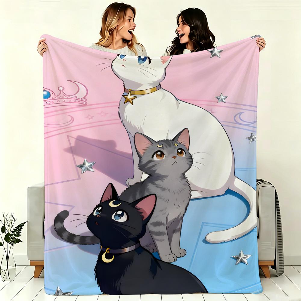 Мультяшное одеяло M-MoonS CatS, мягкое, теплое, для спальни, гостиной, кровати, путешествий, кемпинга, пикника, подарок