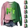 Women's Casual Print Round Neck Loose Long Sleeve Sweatshirt Top With Pocket