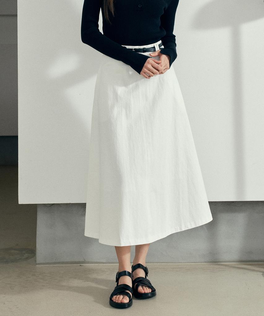 Mind Bridge Woman [W][Belt Included] A-Line Belted White Skirt