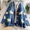 Spring Knitted Cardigan Cute Cartoon Print Women Sweater Coat Korean Style Cardigan Sweater for Women