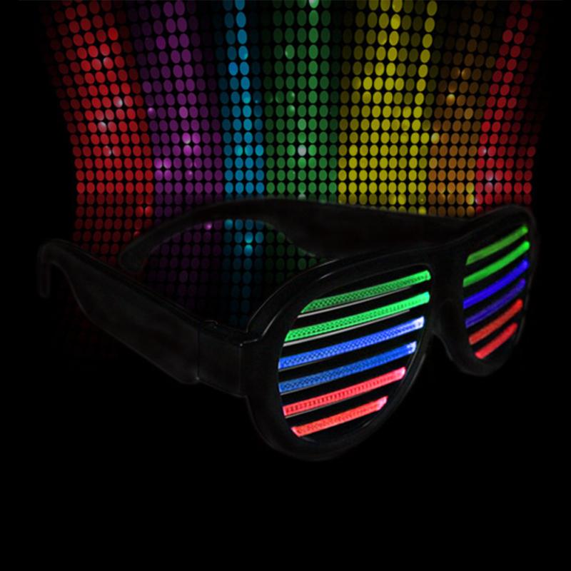 Светодиодная вспышка, голосовое управление, очки, жалюзи, холодный свет, светящиеся очки, игрушки, Хэллоуин, Рождественская ночь