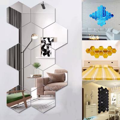 12 шт. 3D зеркальная наклейка на стену шестиугольная наклейка домашний декор DIY самоклеящиеся зеркальные наклейки для декора художественное украшение стены 46-126 мм большой