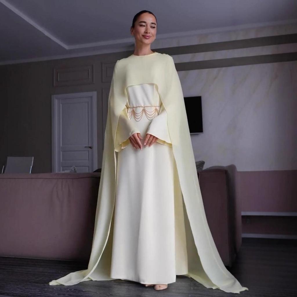 Женское вязаное шерстяное платье-накидка Осень 2025 - Круглый вырез, Длинный рукав, Универсальный и элегантный стиль