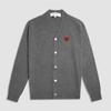 CDG Japanese Kawakubo Rhinestone Heart V-Neck Wool Cardigan - Red Heart Couple Style Sweater