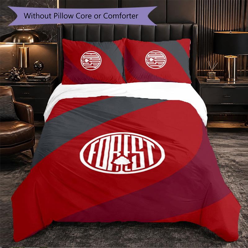 Nottingham Forest Football 3 Piece Bedding Set Soft Duvet Cover Set with Pillowcases Printed Bedroom Decor Set for Home