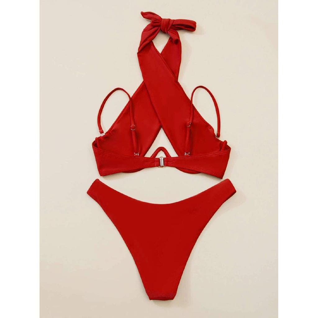 New Cross Halter Push Up Bikini Women Underwire Swimsuit Sexy Two Piece Swimwear Summer Beach Bathing Suit Bikini Set