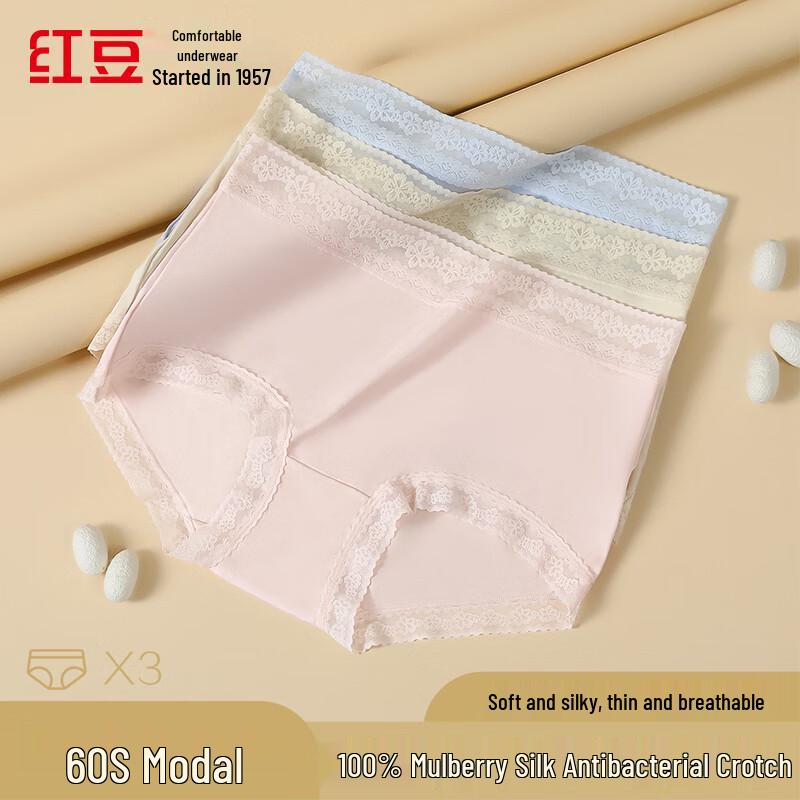 Red Bean Women's 7A Antibacterial Modal Lace Briefs 3-Pack