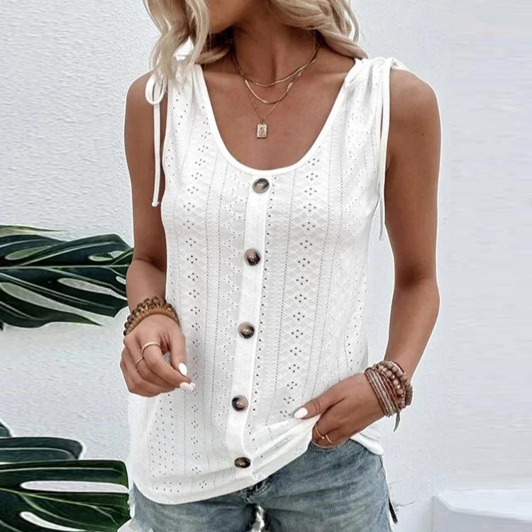 Spring and Summer New Women's Sexy Casual Solid U Neck Tank Top