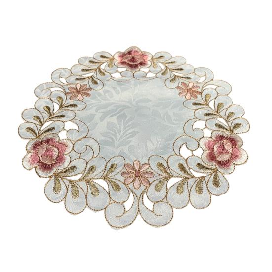 Fabric Placemat, with Hollow Embroidery Round Coasters, Foldable Protection from Heat Stains And Scratches Table Mat for Kitchen