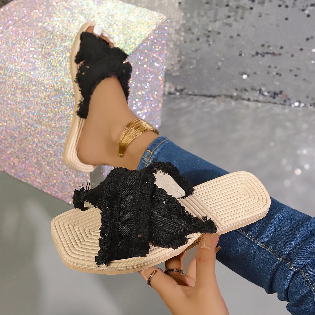 Новые тапочки Bohemian Resort 36-43 женские летние удобные пляжные сандалии тапочки с кисточками