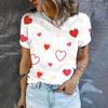 2025 New Summer Red Heart Pattern Imple Style Casual Woman Clothing Oversized T-shirt Short Sleeve Comfortable Tops S-5XL