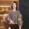 Autumn and Winter Round Neck Bottoming Shirt Women's Loose Inner Striped Top Fashion Plus Size Mother's All-match Sweater