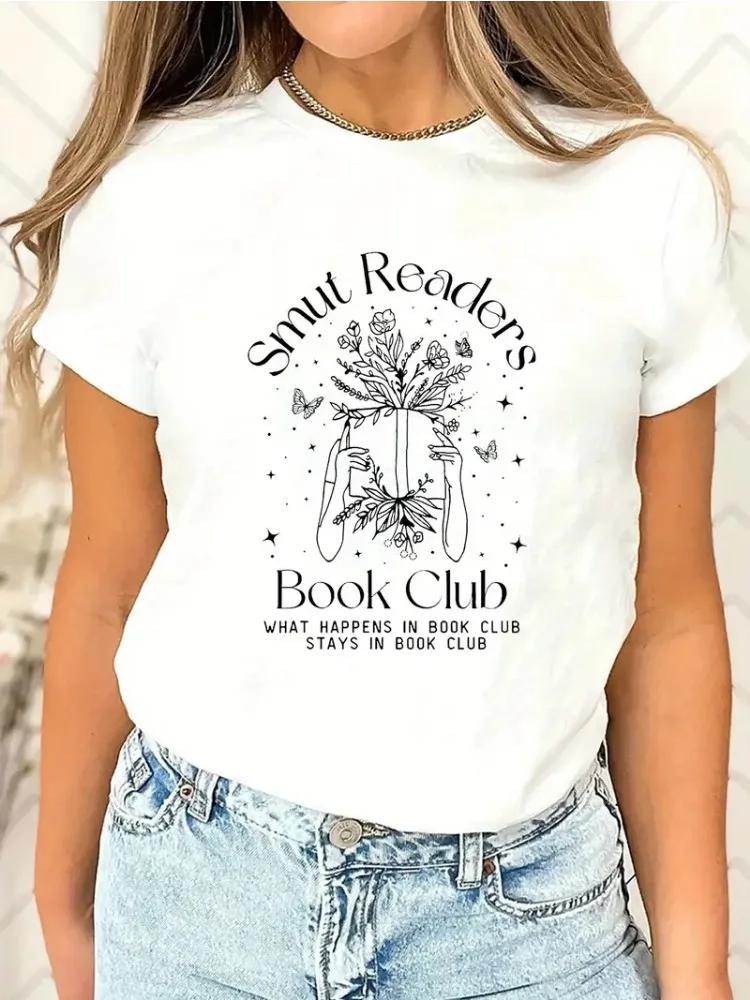 Book Letter Print Tshirts Women Summer Tshirt Lady Oversize Clothes for Students Loose Short Sleeve Graphic TShirt Y2k Top