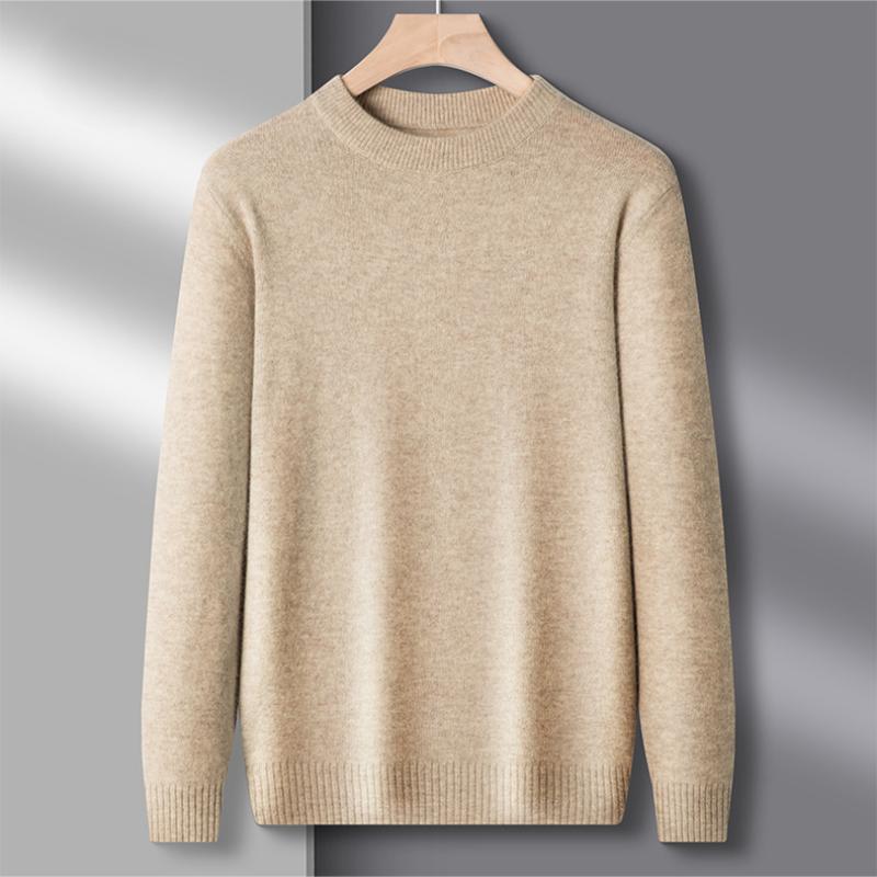 Autumn And Winter New Trendy Round Neck Men's Casual Solid Color Inner Warm Base Sweater Sweater Men's Clothing