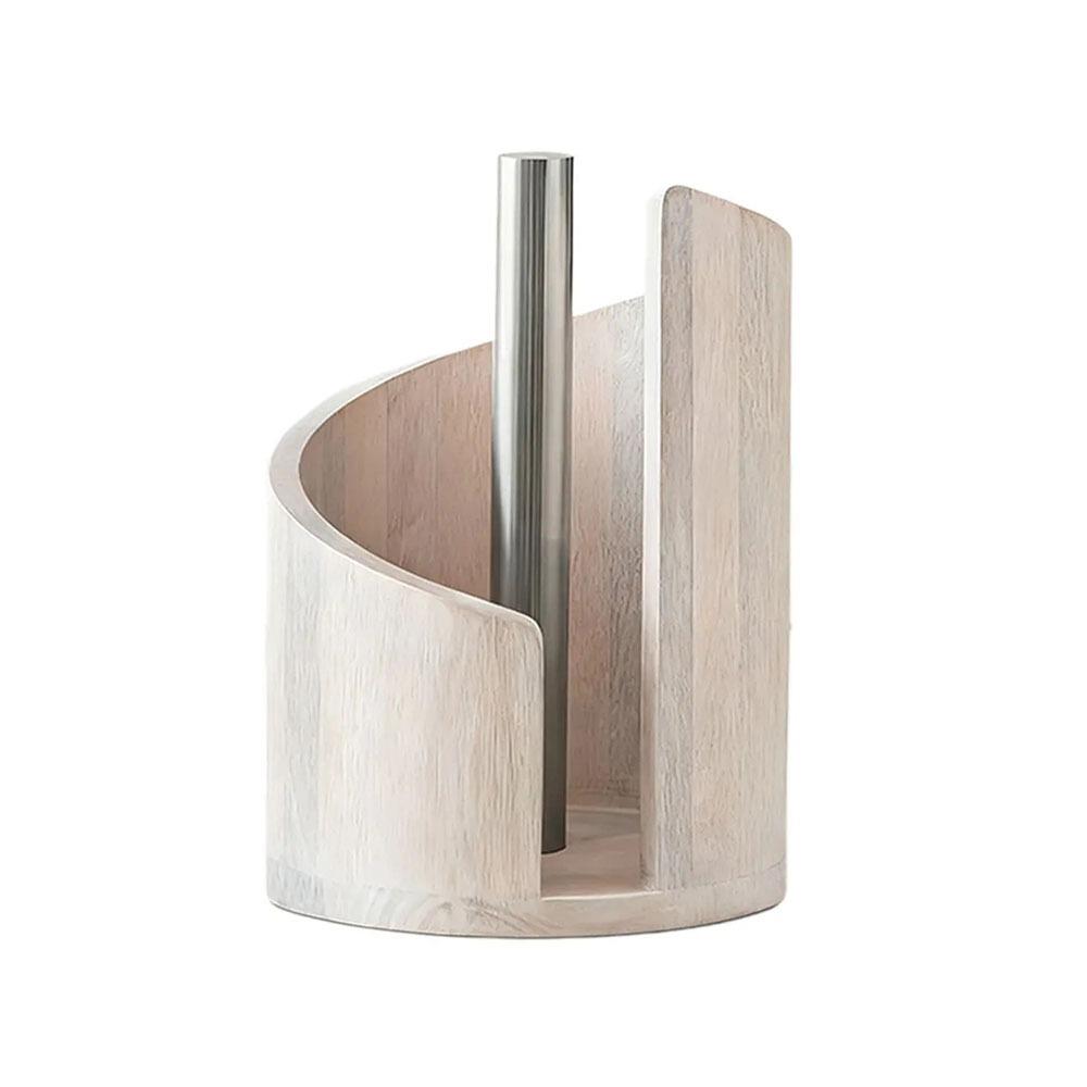 Large Capacity Wooden Paper Towel Holder Countertop Design Freestanding Base Freestanding Paper Roll Holder Ornament Storage