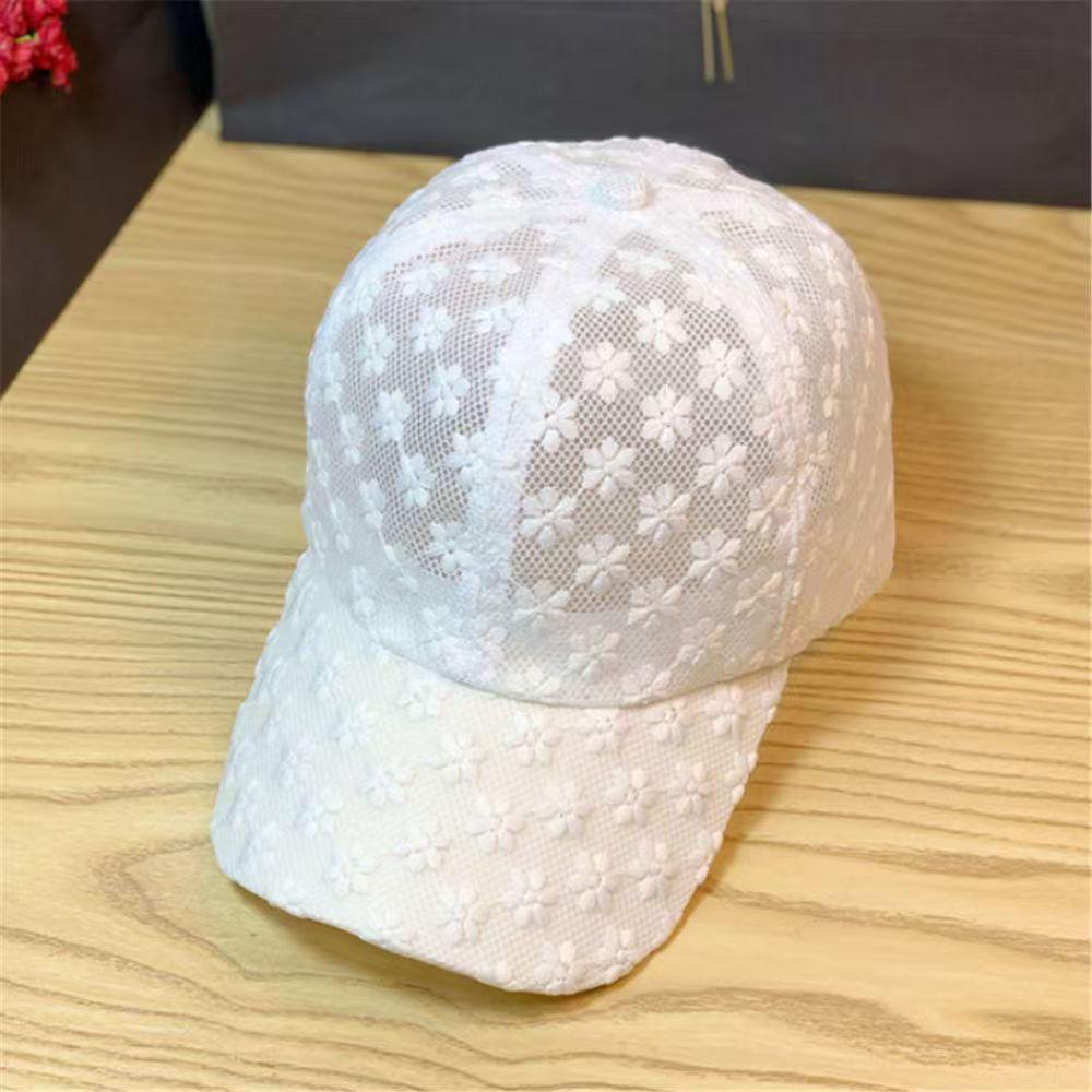 Women's Summer Lace Cap with Embroidered Flowers – Breathable, Mesh Baseball Design, Korean Style Sun Hat