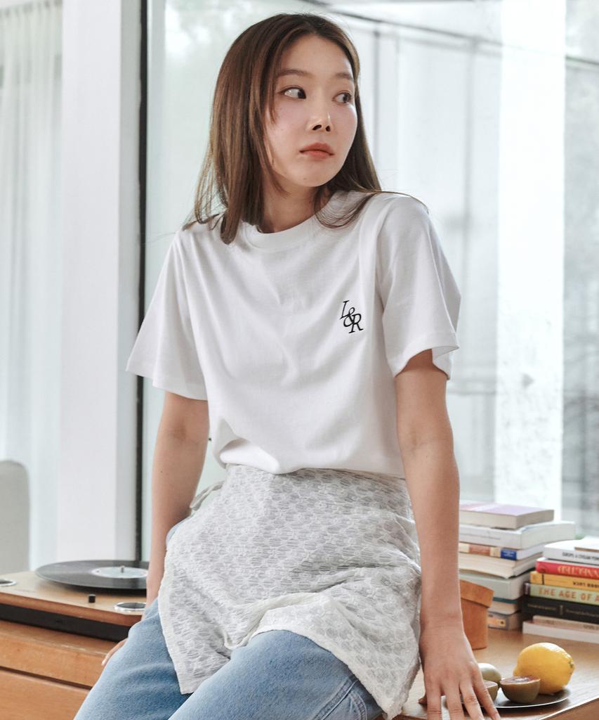 LOSSYROW Signature Logo Half-Sleeve T-Shirt [White]