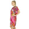 Bimba Women Cotton Kaftan Bridesmaid Short Pink Floral Chic Beach Caftan
