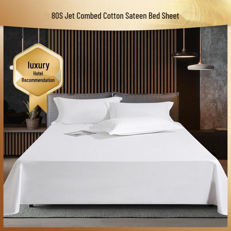 White Hotel-Quality Cotton Sateen Fitted Bed Sheet