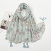 Spring and Summer New Cotton and Linen Feel Hanging Beard Tassel Long Scarf Travel Photo Shawl Woman