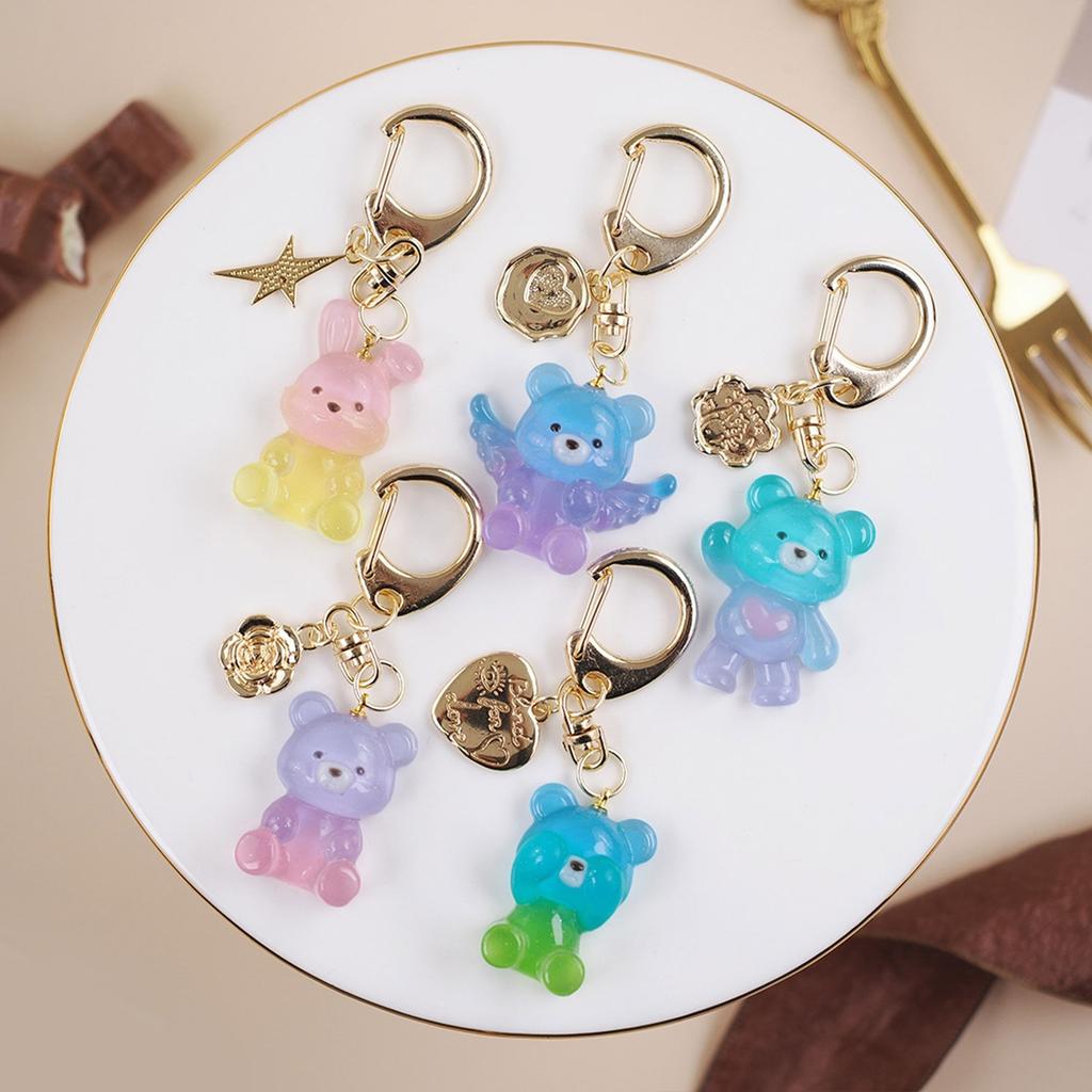 Resin Bear and Rabbit Keychain Moulds Pendant Silicone Mold Jewelry Crafting Molds for Crafting Crystal Epoxy Projects