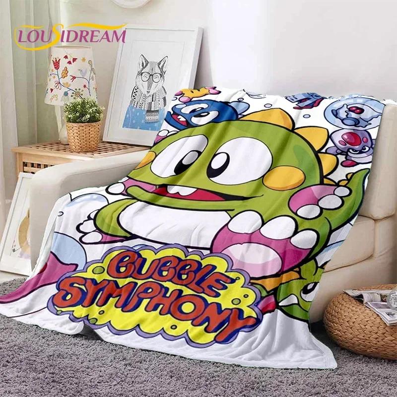 Мультяшный Bubble Bobble Puzzle Bobble Retro Game Мягкое фланелевое одеяло для кроватей, спальни, дивана, пикника, плед для отдыха на открытом воздухе