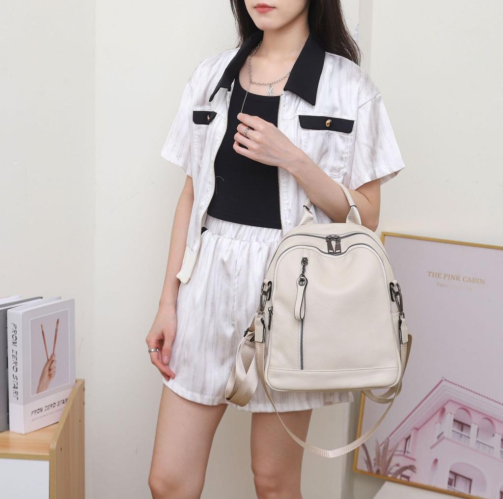 Женский рюкзак из коровьей кожи, вместительный, универсальный, модный, дорожный, школьный ранец, мягкая кожаная, вместительная женская сумка