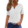 Women's T Shirt Tee Casual V-neck Short-sleeved T-shirt Solid Button Top