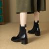 2024 Новые британские ретро-ботфорты на толстом каблуке, женские вязаные французские ботильоны, весенние и осенние одинарные ботинки