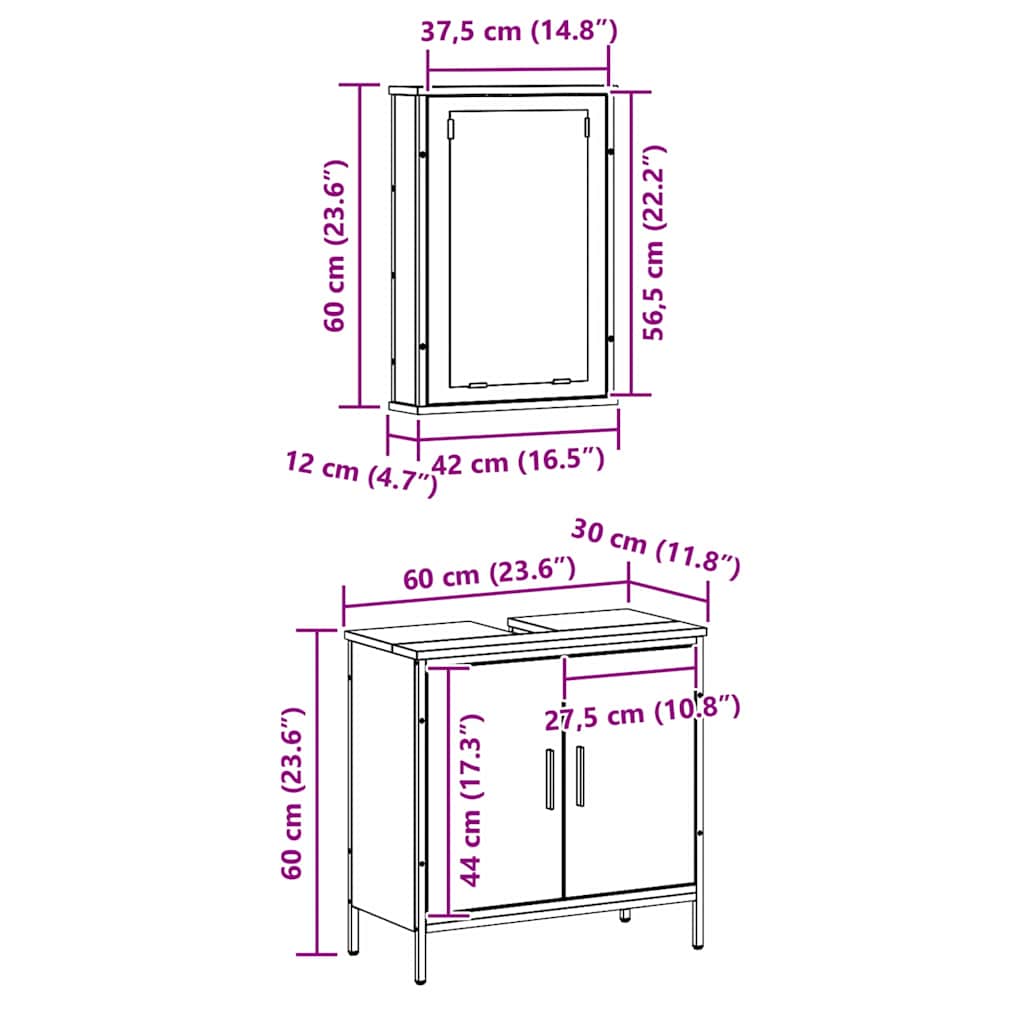 Bathroom Furniture Set with Shelf and Door 2 pcs Brown Particleboard