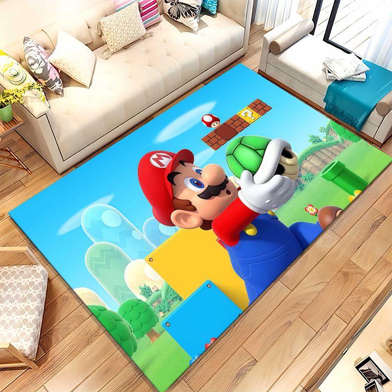 Mushroom Star M-Mario Bros Cartoon Game Soft Non-Slip Area Rug for Living Room,Bedroom Playroom Carpet Mat for Sofa,Home Decor