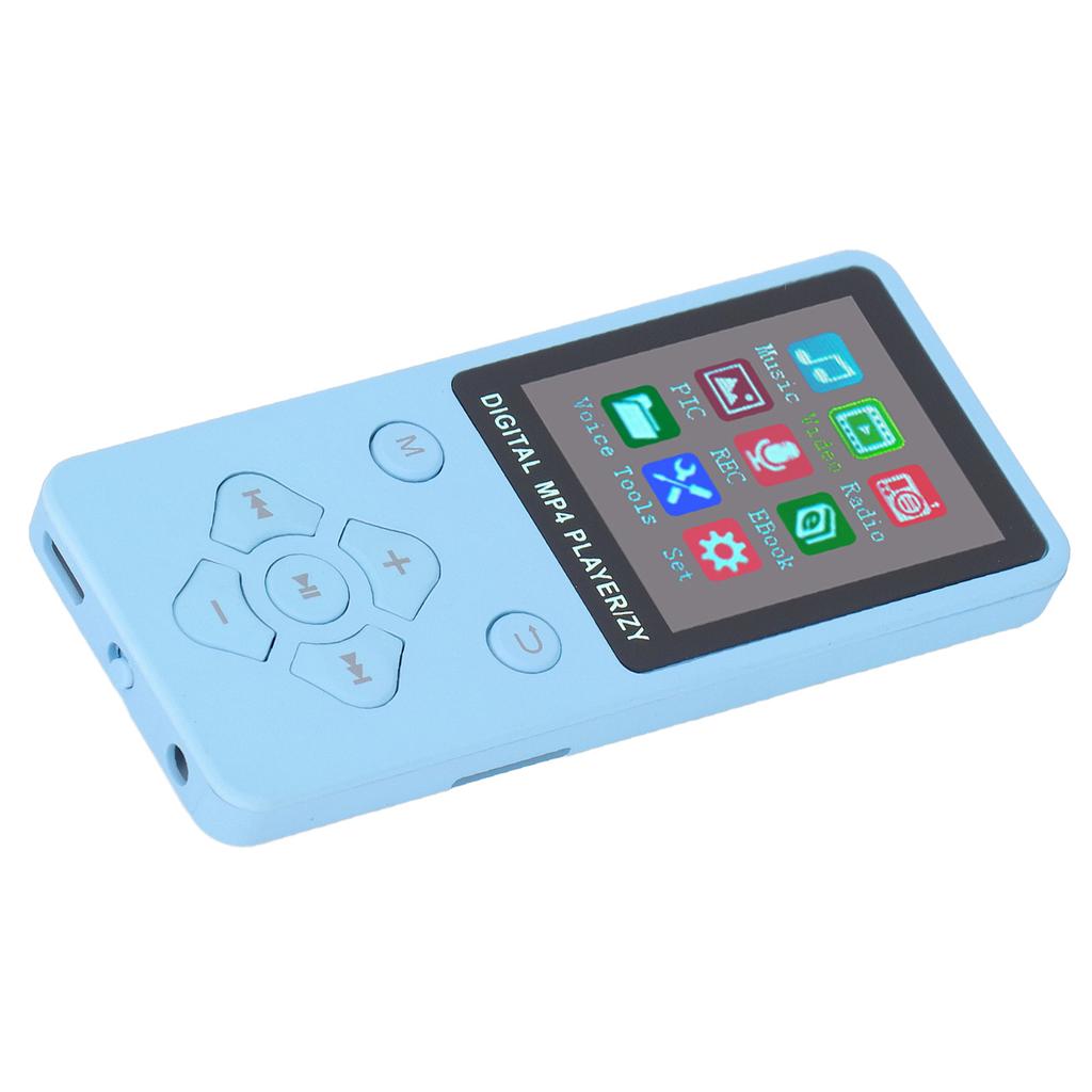MP3 MP4 Player Bluetooth 5.0 Super Thin 1.8 Inch Color Screen 128G Expandable Memory Portable Video Music Player Blue