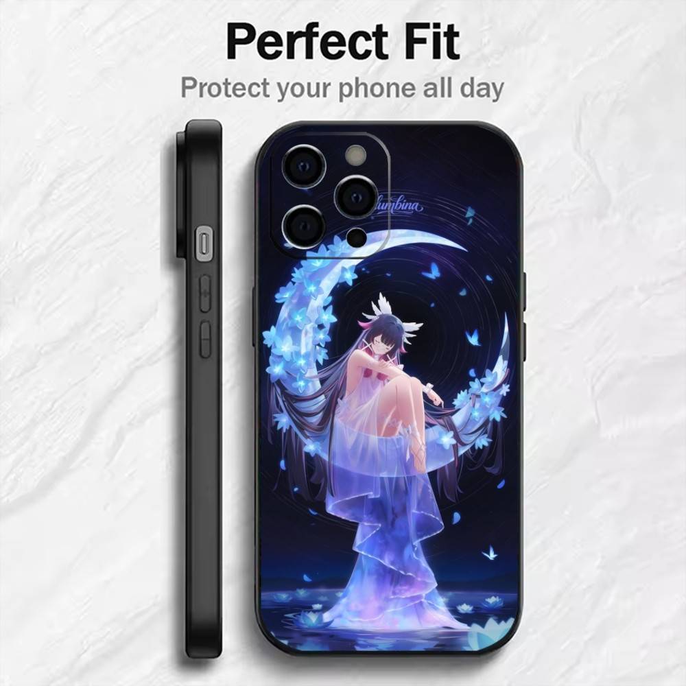 Чехол для телефона 'Девушка К-Коломбина' для iPhone 17, 16, 15, 14, 13, 12 Plus, Max, Мягкий Силиконовый, Черный